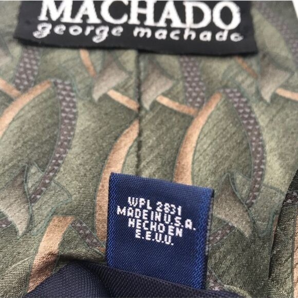 MACHADO George Machado Men's Silk Tie Green Print 58 in - Picture 7 of 7